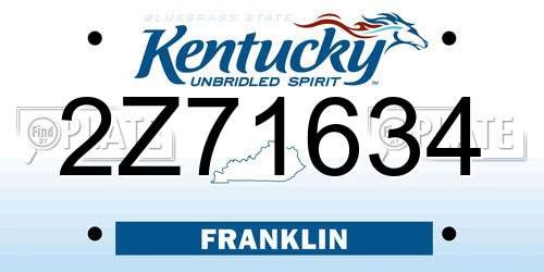 2Z71634 Kentucky License Plate
