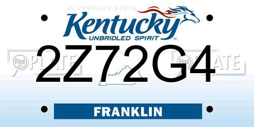 2Z72G4 Kentucky License Plate