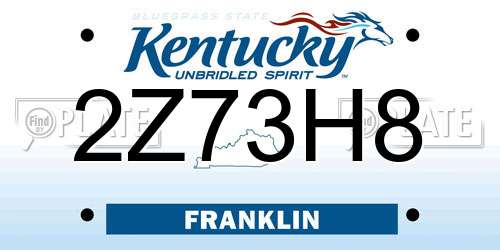 2Z73H8 Kentucky License Plate