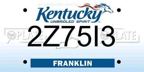 2Z75I3 Kentucky License Plate