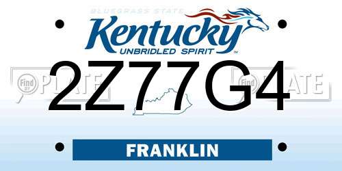 2Z77G4 Kentucky License Plate