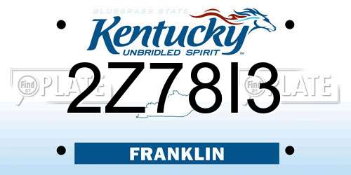 2Z78I3 Kentucky License Plate