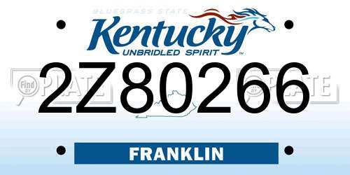 2Z80266 Kentucky License Plate