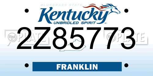 2Z85773 Kentucky License Plate
