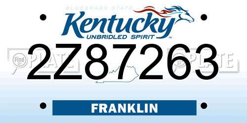 2Z87263 Kentucky License Plate