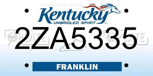 2ZA5335 Kentucky License Plate