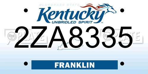 2ZA8335 Kentucky License Plate