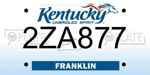 2ZA877 Kentucky License Plate