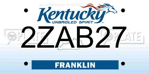 2ZAB27 Kentucky License Plate