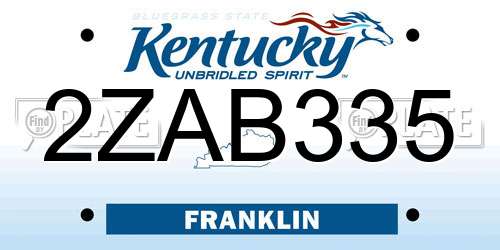 2ZAB335 Kentucky License Plate