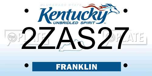 2ZAS27 Kentucky License Plate