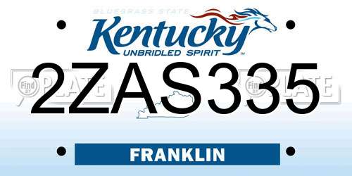 2ZAS335 Kentucky License Plate