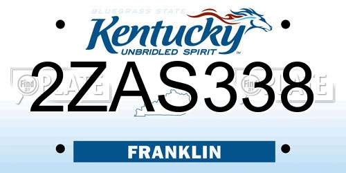2ZAS338 Kentucky License Plate