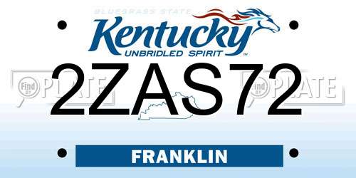 2ZAS72 Kentucky License Plate