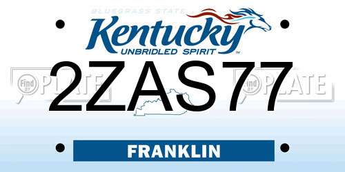 2ZAS77 Kentucky License Plate