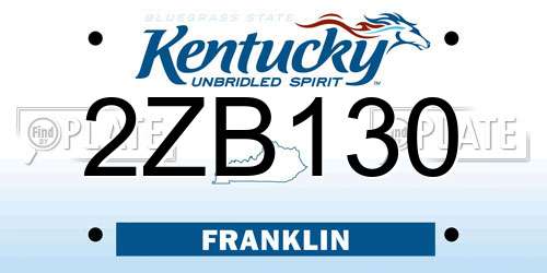 2ZB130 Kentucky License Plate
