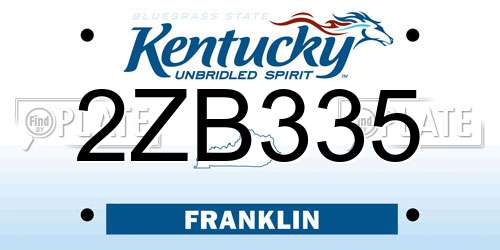 2ZB335 Kentucky License Plate
