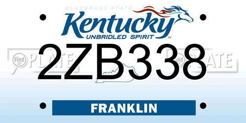 2ZB338 Kentucky License Plate