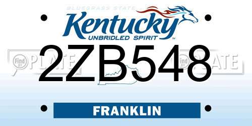 2ZB548 Kentucky License Plate