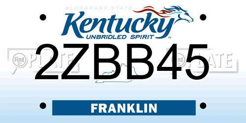 2ZBB45 Kentucky License Plate