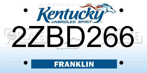2ZBD266 Kentucky License Plate