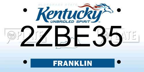 2ZBE35 Kentucky License Plate