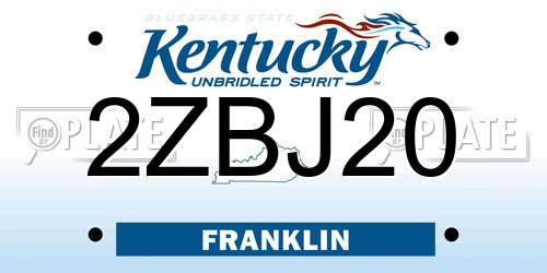 2ZBJ20 Kentucky License Plate