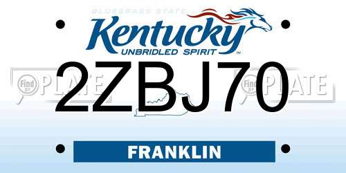 2ZBJ70 Kentucky License Plate