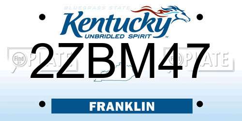 2ZBM47 Kentucky License Plate