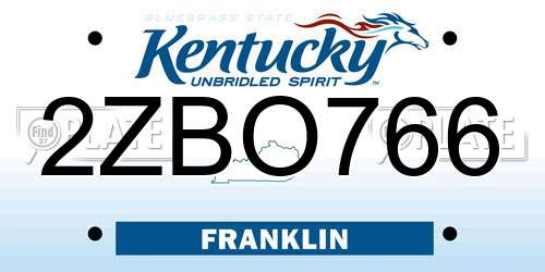 2ZBO766 Kentucky License Plate