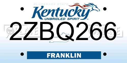 2ZBQ266 Kentucky License Plate
