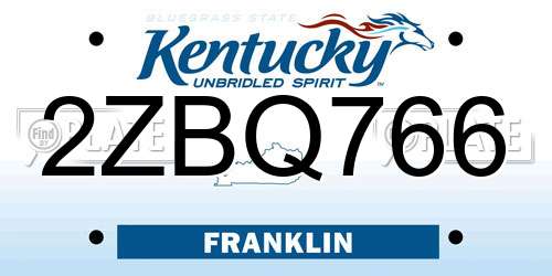 2ZBQ766 Kentucky License Plate