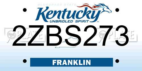 2ZBS273 Kentucky License Plate