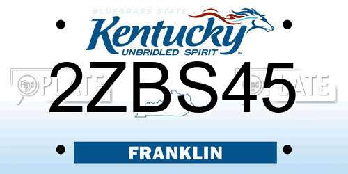 2ZBS45 Kentucky License Plate