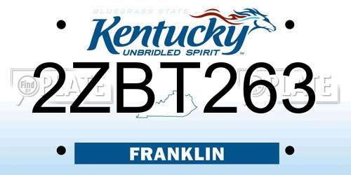 2ZBT263 Kentucky License Plate