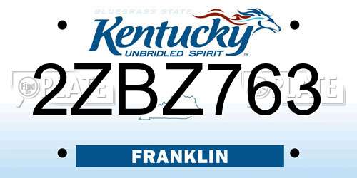 2ZBZ763 Kentucky License Plate