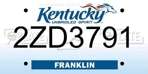 2ZD3791 Kentucky License Plate