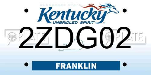 2ZDG02 Kentucky License Plate
