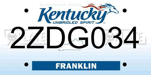 2ZDG034 Kentucky License Plate
