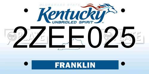 2ZEE025 Kentucky License Plate