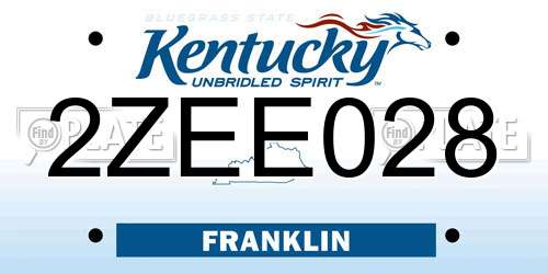 2ZEE028 Kentucky License Plate