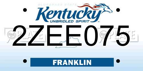 2ZEE075 Kentucky License Plate