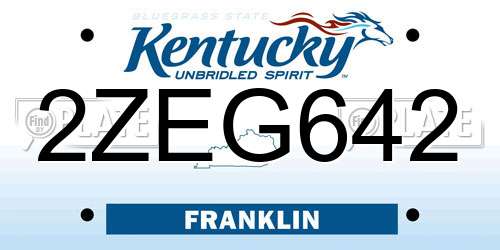 2ZEG642 Kentucky License Plate