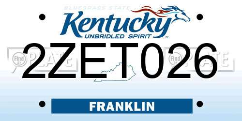 2ZET026 Kentucky License Plate