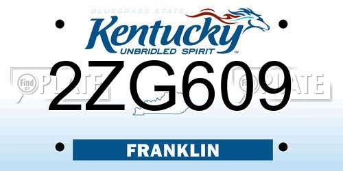 2ZG609 Kentucky License Plate