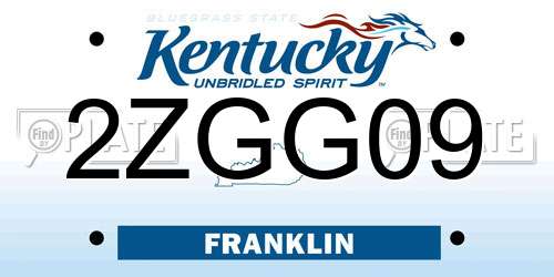2ZGG09 Kentucky License Plate