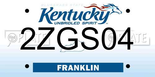 2ZGS04 Kentucky License Plate