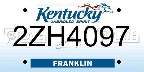 2ZH4097 Kentucky License Plate