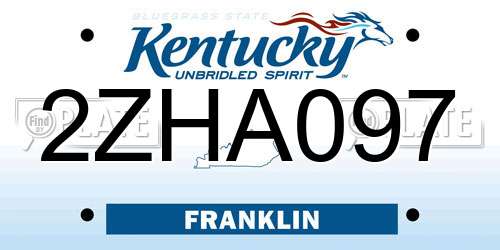 2ZHA097 Kentucky License Plate