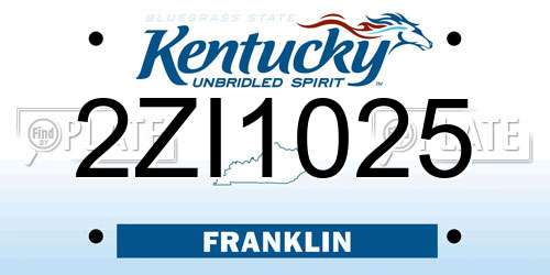 2ZI1025 Kentucky License Plate